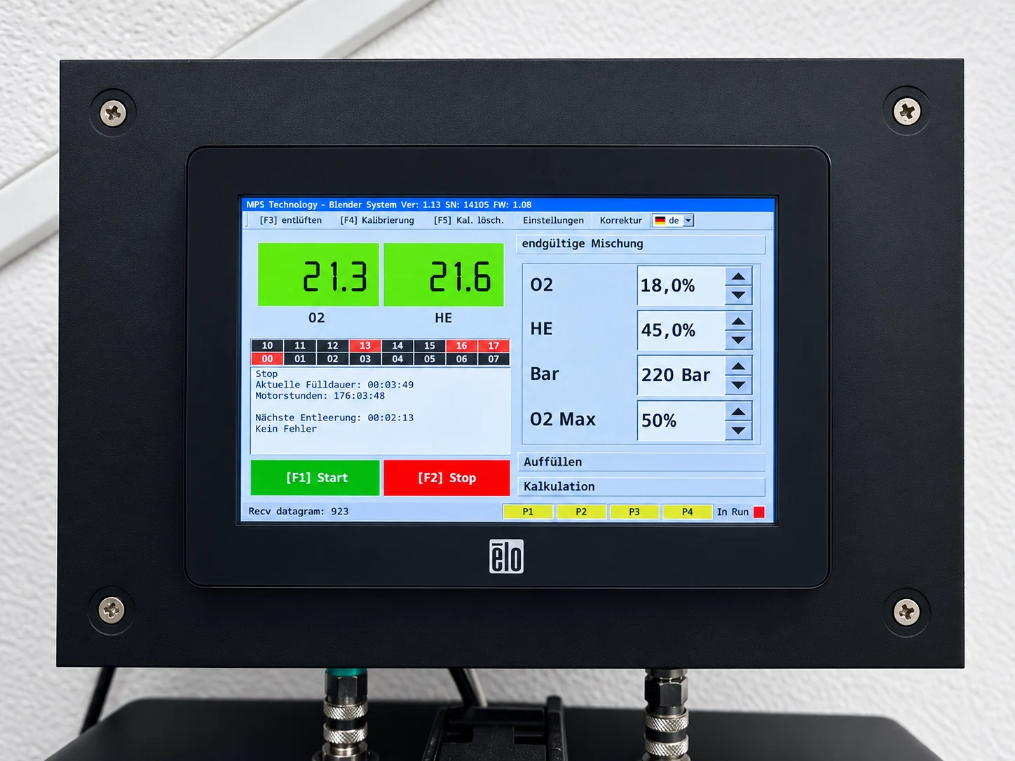 Digitales Mischgas-Display mit Trimix-Einstellung bei Bauer Tauchsport