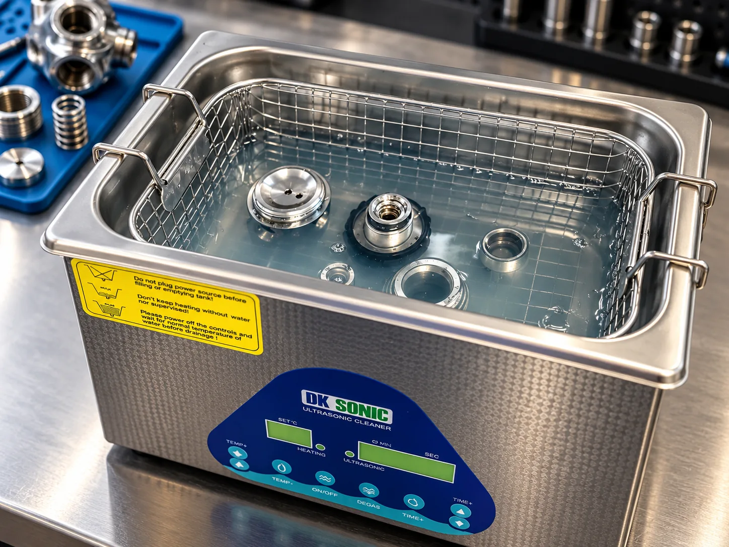 Atemreglerteile bei der Ultraschallreinigung